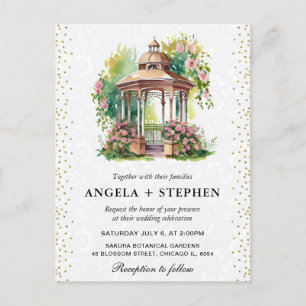 Watercolor Spring Garden Gazebo Wedding Postcard