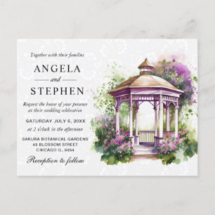 Watercolor Spring Garden Gazebo Wedding Postcard