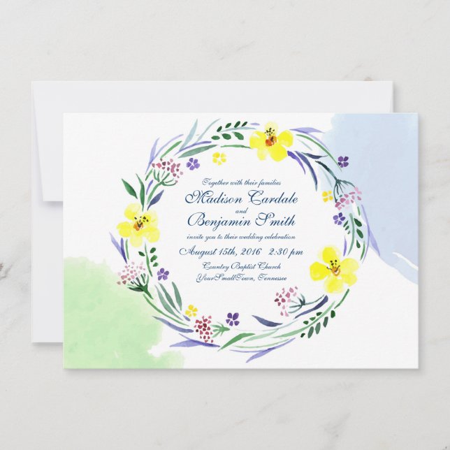 Watercolor Spring Garden Wedding Invitations (Front)