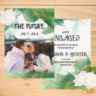 Watercolor Spring Green Engagement Invitation