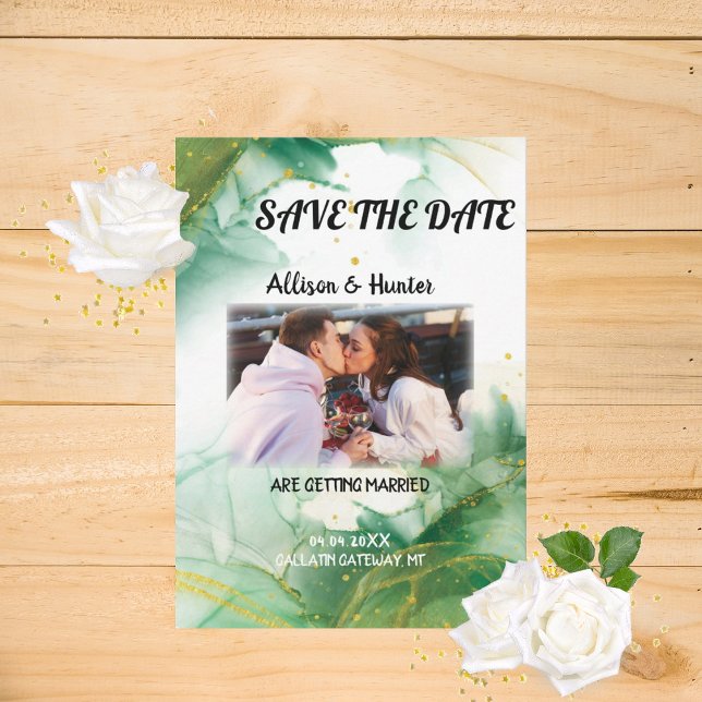 Watercolor Spring Green Save the Date  Invitation (Creator Uploaded)