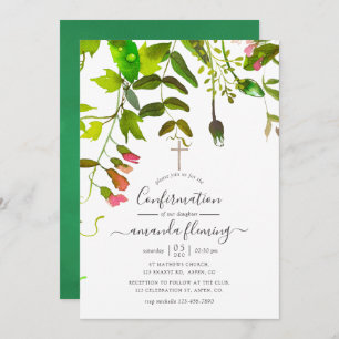 Watercolor Spring Greenery Confirmation Invitation