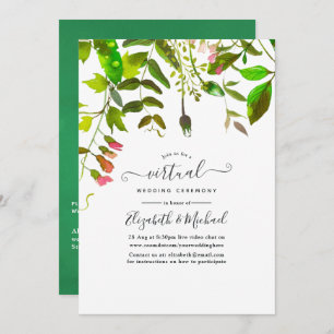 Watercolor Spring Greenery Online Virtual Wedding Invitation