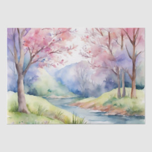 Watercolor Spring Nature Scene Tissue Paper