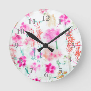 Watercolor Spring Sunshine Flower Garden Clock