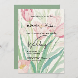 Watercolor Spring Tulips, Wedding Invitation