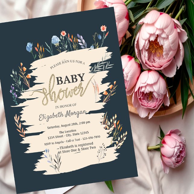 Watercolor Spring Wildflower Meadow Baby Shower Invitation (Creator Uploaded)