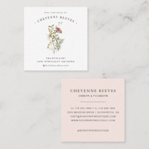 Watercolor Spring Wildflower Square Business Card