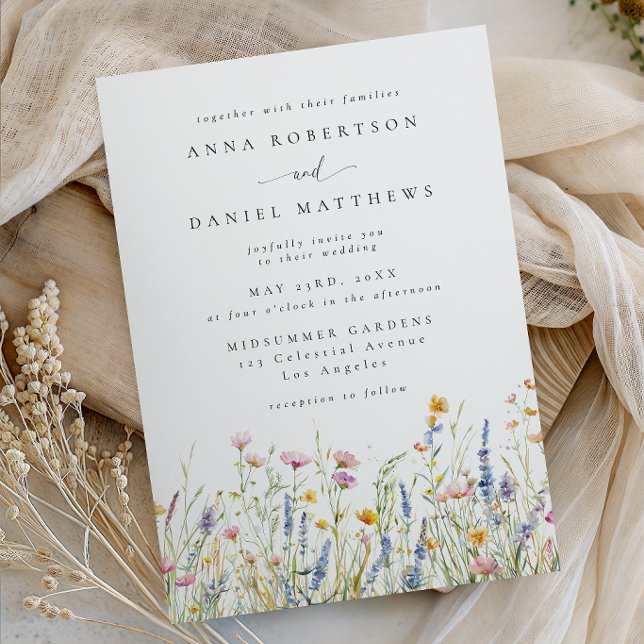 Watercolor Spring Wildflower Wedding Invitation (Creator Uploaded)
