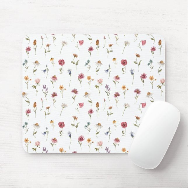Watercolor Spring Wildflower Women Office Mouse Pad (With Mouse)
