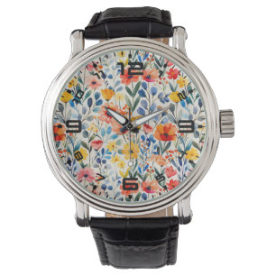 Watercolor Spring Wildflowers Background-99034 Watch