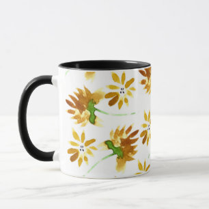 Watercolor Spring Yellow Floral Botanical Pattern Mug