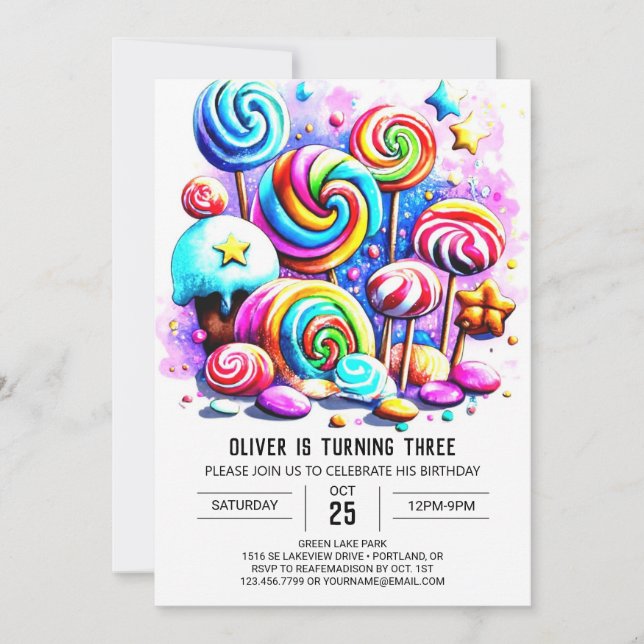 Watercolor Sprinkles Editable Birthday Invitation (Front)