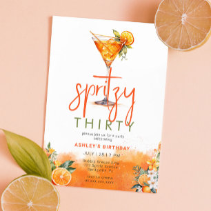 Watercolor Spritz Orange Flowers Birthday Invitation