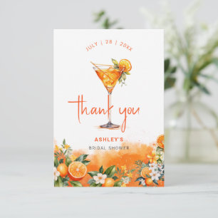 Watercolor Spritz Orange Flowers Bridal Shower Thank You Card