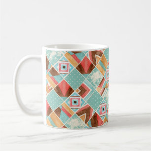 Watercolor square, patchwork geometric background. coffee mug