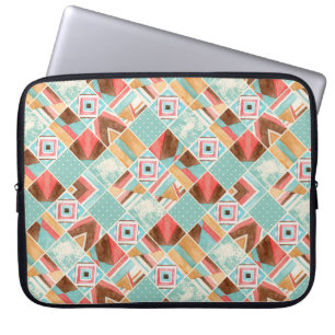 Watercolor square, patchwork geometric background. laptop sleeve