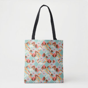 Watercolor square, patchwork geometric background. tote bag