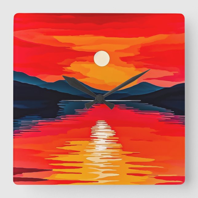 Watercolor Square Wall Clock (Front)