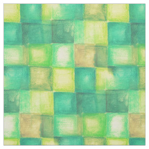 Watercolor Squares Pattern green + your ideas Fabric