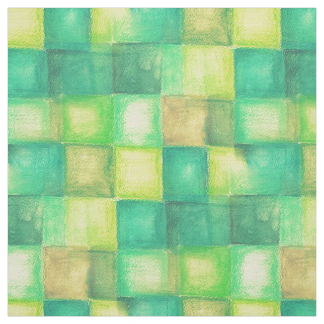 Watercolor Squares Pattern green + your ideas Fabric (Swatch)