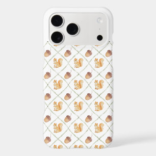 Watercolor Squirrel and Acorn Illustration Pattern