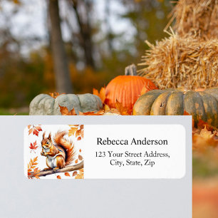 Watercolor Squirrel and Fall Leaves Return Address Return Address Label