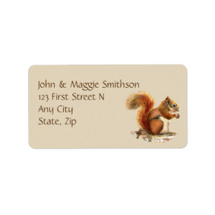 Watercolor Squirrel, Animal Nature Address Label