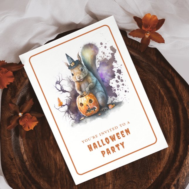 Watercolor Squirrel Halloween Invitation Card (Creator Uploaded)