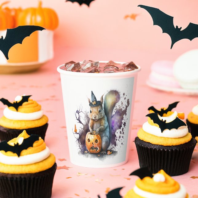 Watercolor Squirrel Halloween Paper Cups (Creator Uploaded)