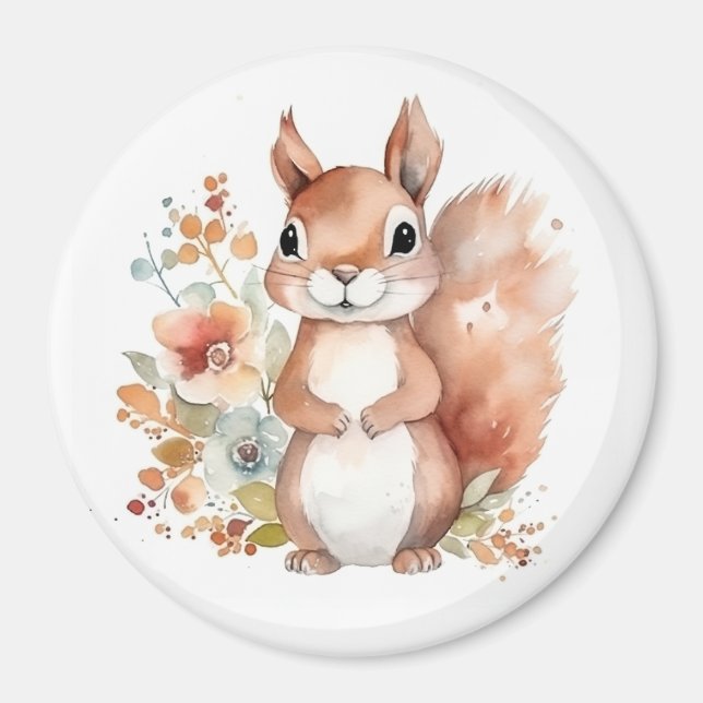 Watercolor Squirrel Magnet (Front)