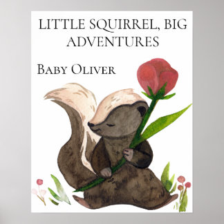 Watercolor Squirrel Nursery Instant Download Poster