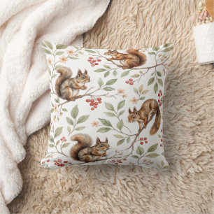 Watercolor Squirrel Pattern Cushion