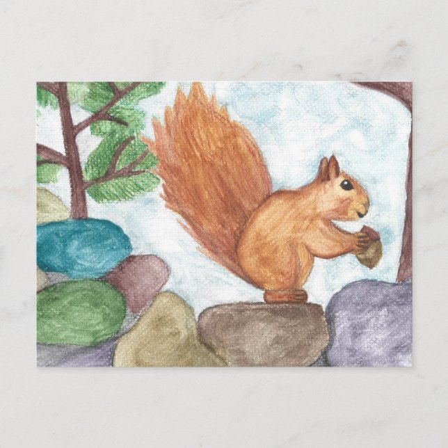 Watercolor Squirrel Post Card | Unique | Nature (Front)
