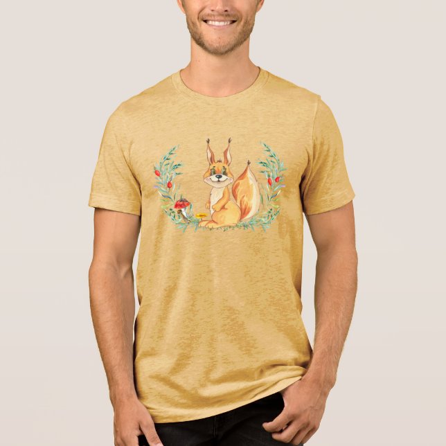 Watercolor Squirrel  Tri-Blend Shirt (Front)