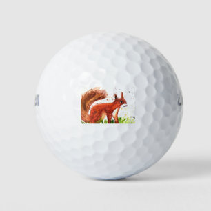 Watercolor squirrel woodland animals rustic forest golf balls