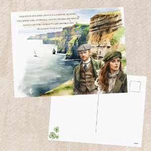 Watercolor St. Patrick's Day Irish Quote Yeats Holiday Postcard