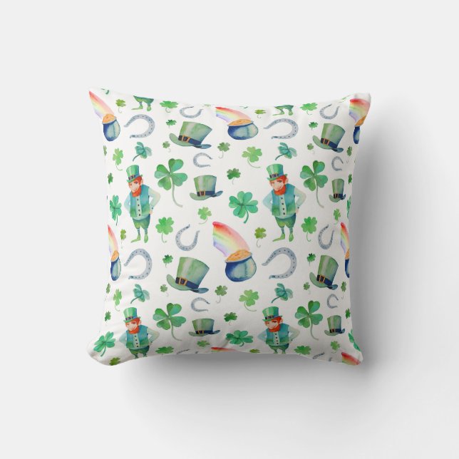 Watercolor St. Patrick's Day Pattern Cushion (Front)