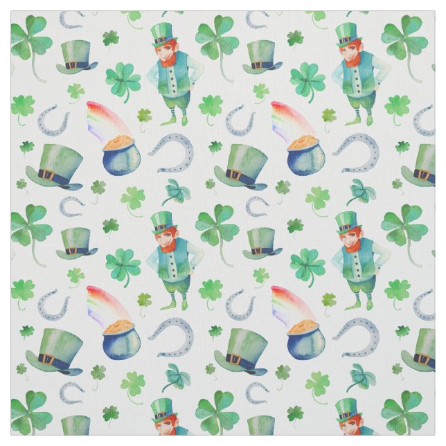 Watercolor St. Patrick's Day Pattern Fabric (Swatch)