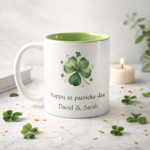 Watercolor St. Patrick's Day Pattern Giant Two-Tone Coffee Mug