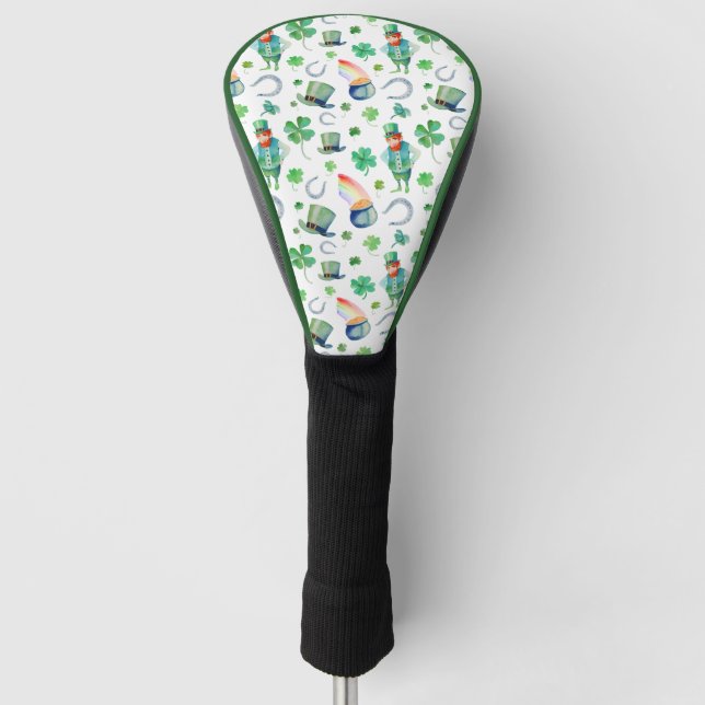 Watercolor St. Patrick's Day Pattern Golf Head Cover (Front)