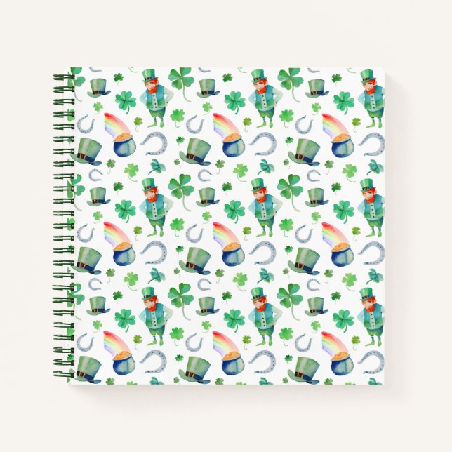 Watercolor St. Patrick's Day Pattern Notebook (Front)