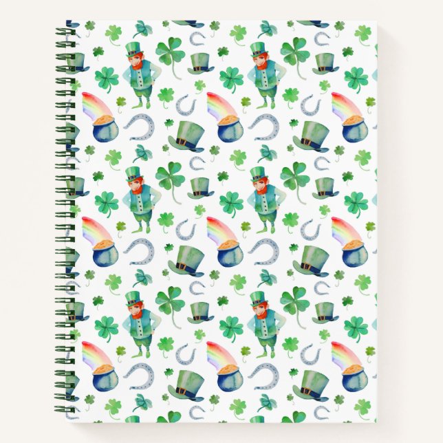 Watercolor St. Patrick's Day Pattern Notebook (Front)
