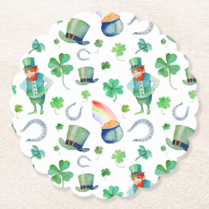 Watercolor St. Patrick's Day Pattern Paper Coaster