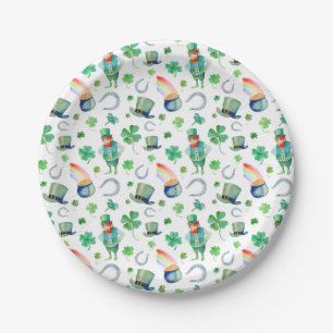 Watercolor St. Patrick's Day Pattern Paper Plate