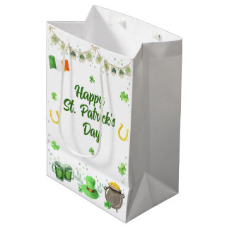 Watercolor St Patricks Party Medium Gift Bag