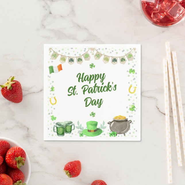 Watercolor St Patricks Party Napkin (Insitu)