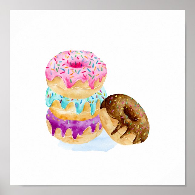 Watercolor stack of dounts poster (Front)