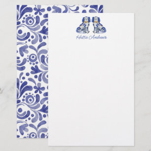 Watercolor Staffordshire Dogs Personalized Stationery