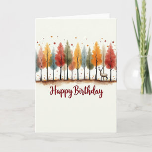 Watercolor Stag Birthday Card